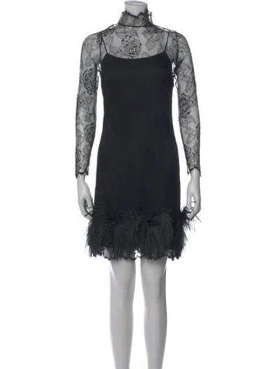 Pre-owned Rickie Freeman Silk Mini Dress In Black