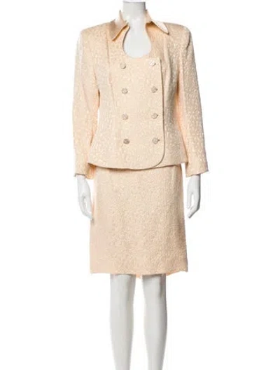 Pre-owned Rickie Freeman Silk Printed Skirt Suit In Neutral