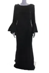 Rickie Freeman Teri Jon Womens Floral Applique Evening Gown Navy Blue In Blue