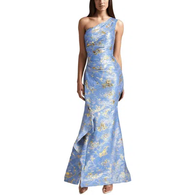 Rickie Freeman Teri Jon Womens Metallic Nylon Evening Dress
