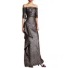 Rickie Freeman Teri Jon Womens Ruffled Nylon Evening Dress
