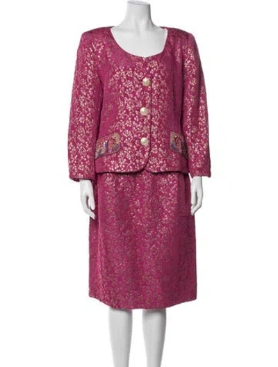 Pre-owned Rickie Freeman Vintage Patterned Skirt Set In Pink