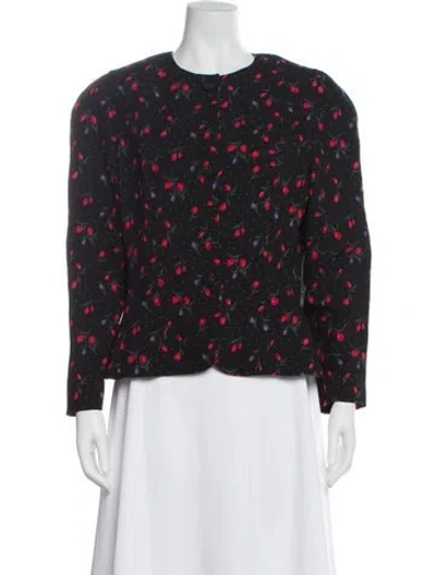 Pre-owned Rickie Freeman Wool Floral Print Jacket In Black