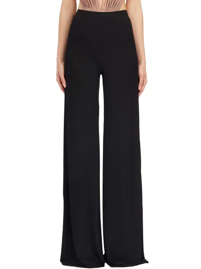 Rickowenslilies Black Stretch Pants With Elastic Waist For Women