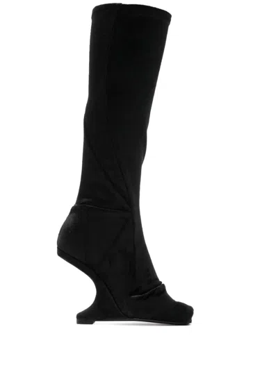 Rickowenslilies Sleek Black Knee-high Heel Boots For Women