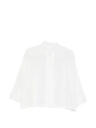 Ricorrrobe Button Mandarin Collar Top In White