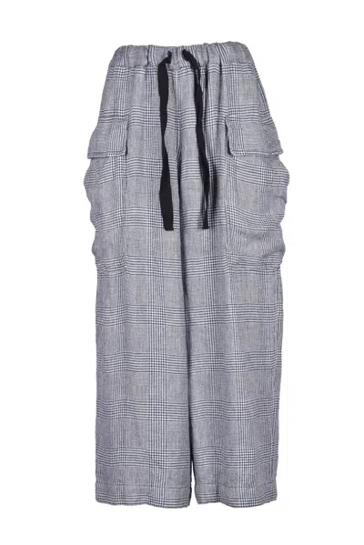 Ricorrrobe Wide Leg Cargo Trousers - Blue/white In Gray