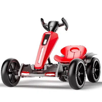 Ride One 12v Electric Kids Pedal Go Kart, Folder Go Kart, Outdoor Ride On Toy With Adjustable Seat, 4 Non-sli