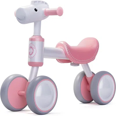 Ride One Baby Balance Bike For 1-2 Year Old Boy Girl, Balance Bike For 12-24 Months 4 Wheels Toddler Balance  In Pink