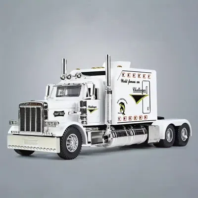 Ride One Rear Pull Truck -1:24 Ratio Collectible Alloy Model Car Toy With Realistic Design, Detailed Wheels A In White