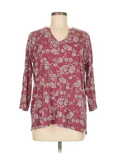 Pre-owned Riders By Lee 3/4 Sleeve Blouse In Burgundy