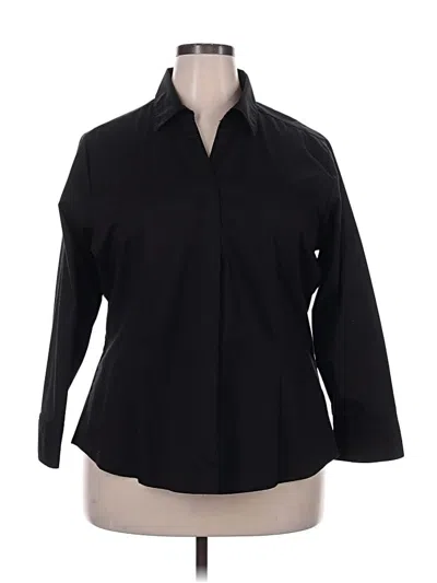 Pre-owned Riders By Lee 3/4 Sleeve Button Down Shirt In Black