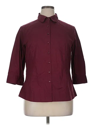 Pre-owned Riders By Lee 3/4 Sleeve Button Down Shirt In Burgundy
