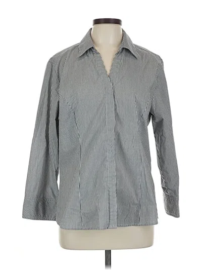 Pre-owned Riders By Lee 3/4 Sleeve Button Down Shirt In Gray