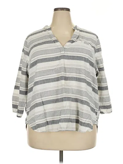 Pre-owned Riders By Lee 3/4 Sleeve Button Down Shirt In Gray