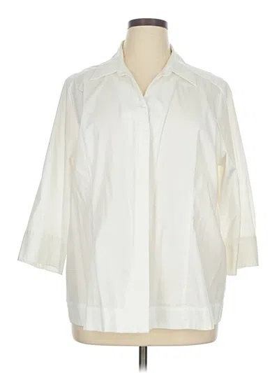 Pre-owned Riders By Lee 3/4 Sleeve Button Down Shirt In Ivory