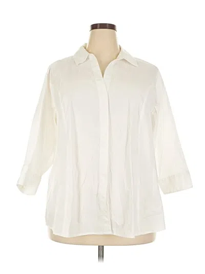 Pre-owned Riders By Lee 3/4 Sleeve Button Down Shirt In Ivory