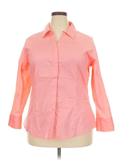 Pre-owned Riders By Lee 3/4 Sleeve Button Down Shirt In Pink
