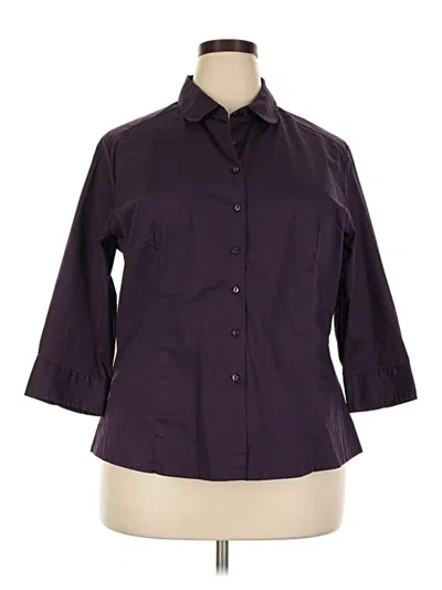 Pre-owned Riders By Lee 3/4 Sleeve Button Down Shirt In Purple