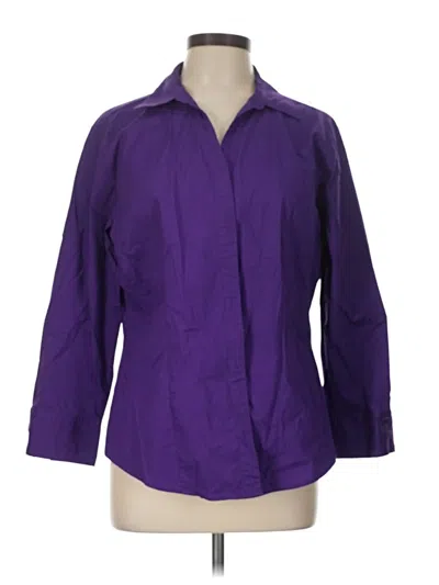 Pre-owned Riders By Lee 3/4 Sleeve Button Down Shirt In Purple