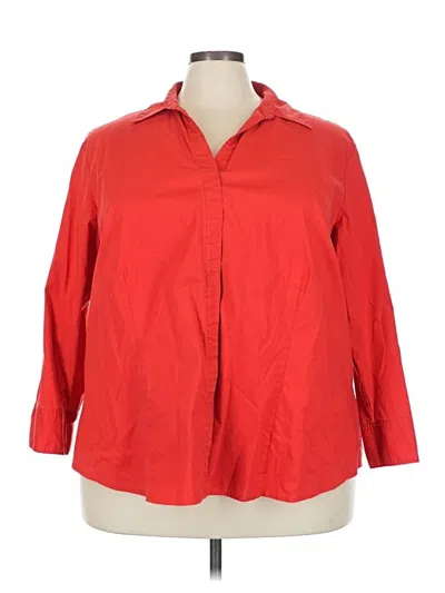 Pre-owned Riders By Lee 3/4 Sleeve Button Down Shirt In Red