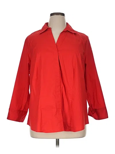 Pre-owned Riders By Lee 3/4 Sleeve Button Down Shirt In Red