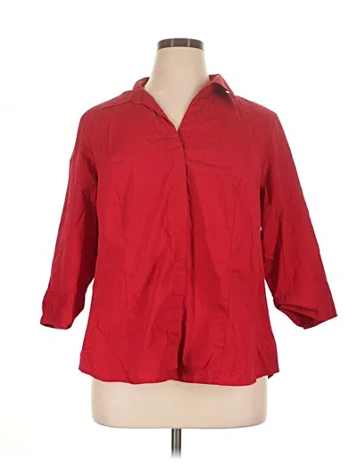 Pre-owned Riders By Lee 3/4 Sleeve Button Down Shirt In Red