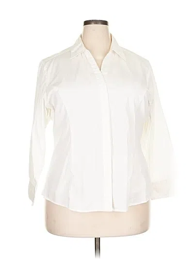 Pre-owned Riders By Lee 3/4 Sleeve Button Down Shirt In White
