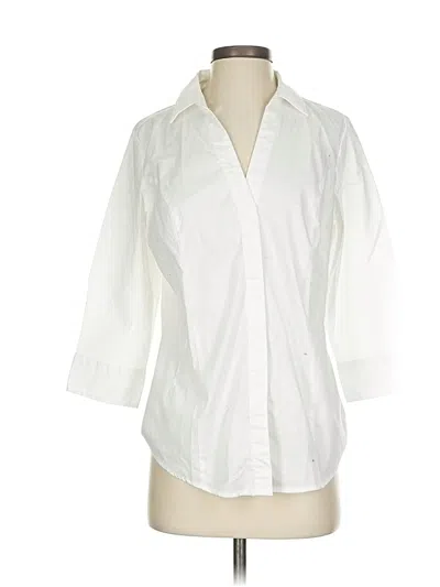 Pre-owned Riders By Lee 3/4 Sleeve Button Down Shirt In White