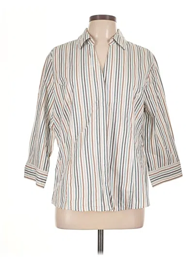 Pre-owned Riders By Lee 3/4 Sleeve Button Down Shirt In White
