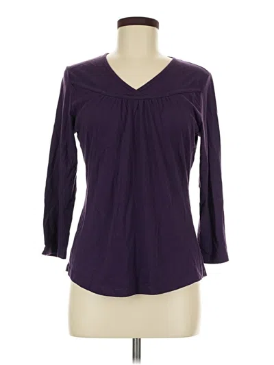 Pre-owned Riders By Lee 3/4 Sleeve Top Purple V-neck Tops