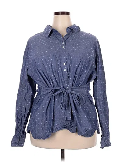 Pre-owned Riders By Lee Long Sleeve Button Down Shirt In Blue