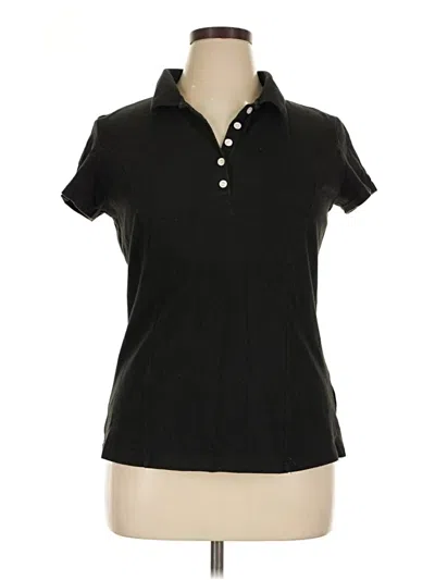 Pre-owned Riders By Lee Short Sleeve Top Black Collared Neckline Tops