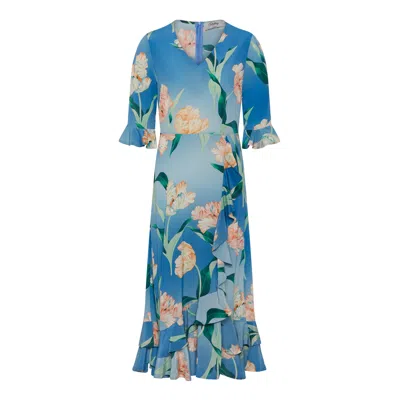 Ridley London Women's Carla Dress: Blue Tulip Crepe Silk