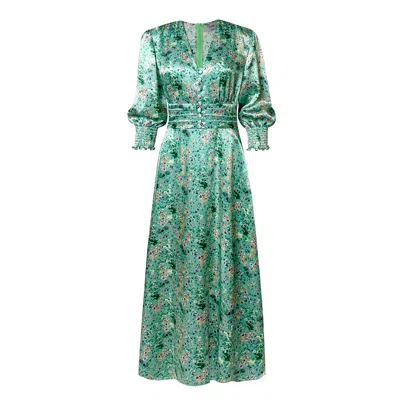 Ridley London Women's Green Ella Dress: Mint Dapple Satin