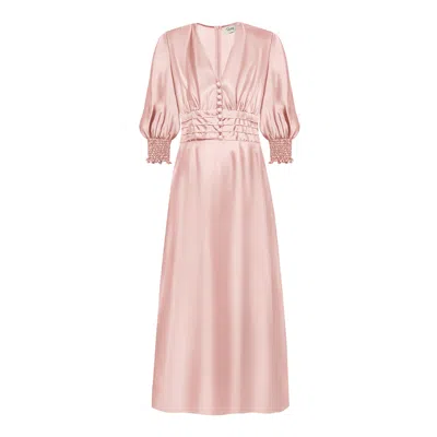 Ridley London Women's Pink / Purple Ella Dress: Pale Pink Silk Twill In Pink/purple