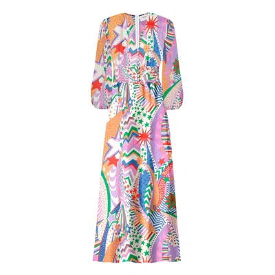 Ridley London Women's Pink / Purple Ella Maxi Dress: Fuchsia My Grown Up Star Crepe Silk