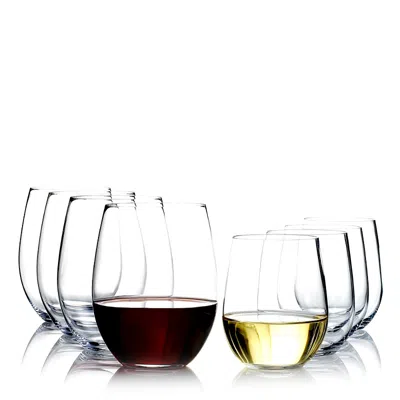 Riedel O Stemless Mixed Chardonnay & Cabernet Wine Glasses, Pay-6 Get 8 Set In Transparent