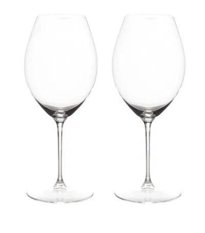 Riedel Set Of 2 Crystal Veritas Old World Syrah Wine Glasses In Transparent