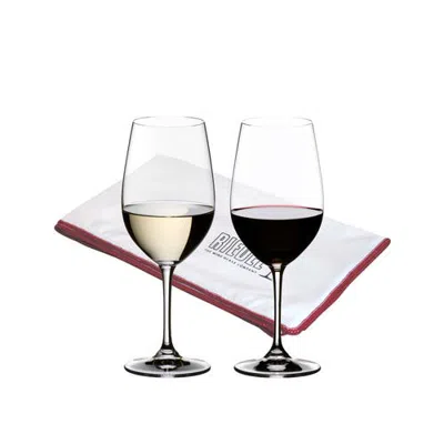 Riedel Vinum Riesling/zinfandel 2 Piece Wine Glass Set With Polishing Cloth In Transparent