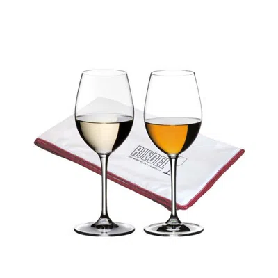 Riedel Vinum Sauvignon Blanc 2 Piece Wine Glass Set With Polishing Cloth In Gray