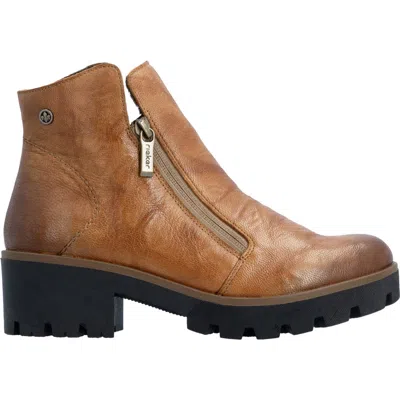 Rieker Amalia 54 Leather Bootie In Orange