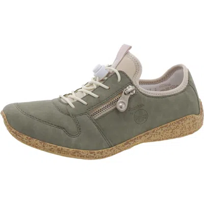 Rieker Nikita Womens Faux Leather Slip On Casual And Fashion Sneakers In Green