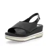 Rieker Women's Cross Strap Wedge Sandals In Black In Black