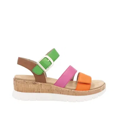 Rieker Women's Gizela 50 Sandal In Aperol/fuchsia/absynth/muskat In Multi