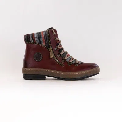 Rieker Women's Leather Boot In Rot Kombi In Burgundy