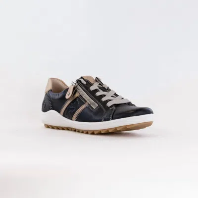 Rieker Women's Liv Sneaker In Black Leather Combi
