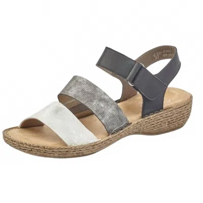 Rieker Women's Low Wedge Sandal In White Combo