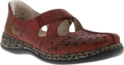 Rieker Women's Mary Jane Shoes In Red Tan In Multi
