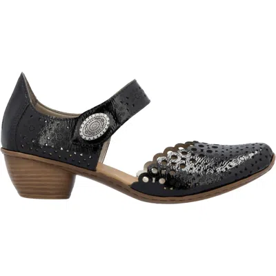 Rieker Women's Mirjam 53 Casual Mary Jane Leather Shoes In Nero/black